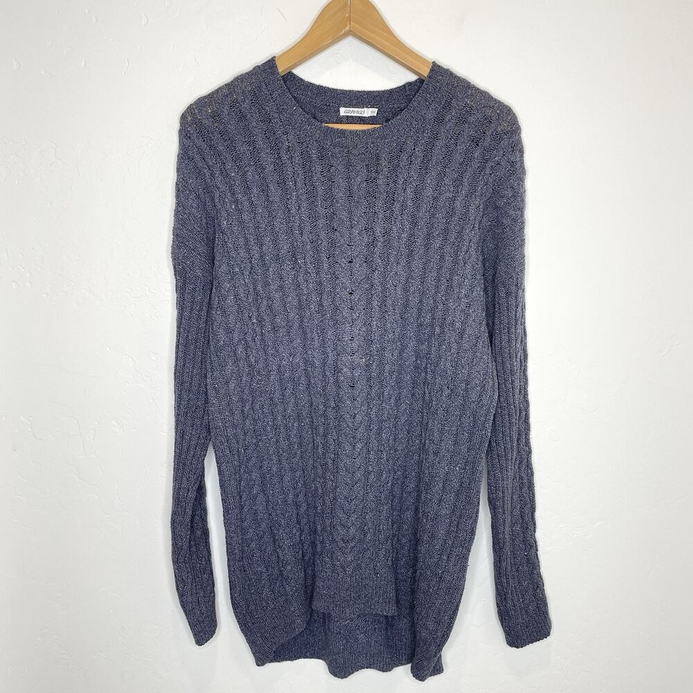 Gramicci Cable Knit Organic Cotton Hemp Sweater Mens Small Medium Gray